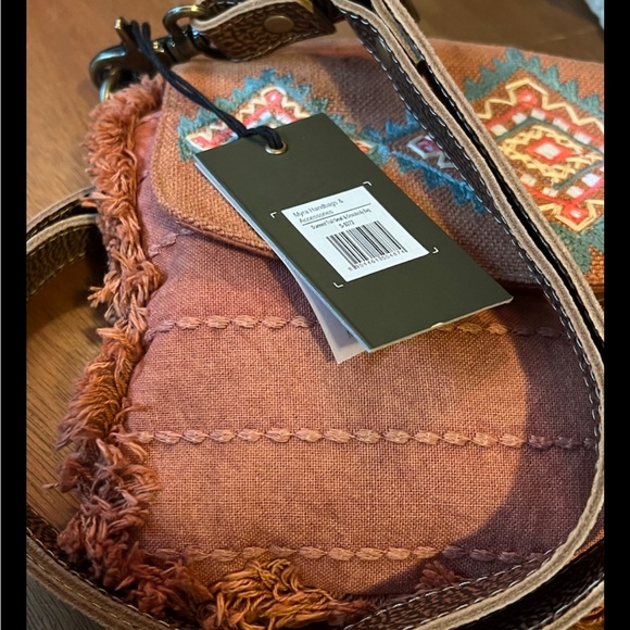 MYRA BAG Desert Trail Small Crossbody Bag Boho Fringe Rose Blue - Picture 6 of 9